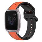 For Garmin Venu SQ 20mm Convex Loop Two-Color Silicone Watch Band(Orange+Black) - 1