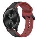 For Garmin VivoMove Style 20mm Convex Loop Two-Color Silicone Watch Band(Black+Red) - 1