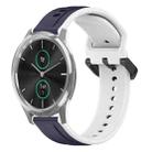 For Garmin VivoMove Luxe 20mm Convex Loop Two-Color Silicone Watch Band(Midnight Blue+White) - 1