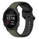 For Garmin Forerunner 245 20mm Convex Loop Two-Color Silicone Watch Band(Dark Green+Black) - 1