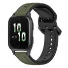 For Garmin Forerunner Sq2 20mm Convex Loop Two-Color Silicone Watch Band(Dark Green+Black) - 1