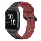 For Garmin Forerunner Sq2 20mm Convex Loop Two-Color Silicone Watch Band(Black+Red) - 1