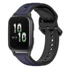 For Garmin Forerunner Sq2 20mm Convex Loop Two-Color Silicone Watch Band(Midnight Blue+Black) - 1