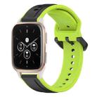 For Garmin Forerunner Sq2 Music 20mm Convex Loop Two-Color Silicone Watch Band(Black+Lime) - 1