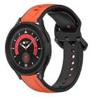 For Samsung Galaxy Watch 5 Pro 45mm 20mm Convex Loop Two-Color Silicone Watch Band(Orange+Black) - 1