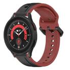 For Samsung Galaxy Watch 5 Pro 45mm 20mm Convex Loop Two-Color Silicone Watch Band(Black+Red) - 1
