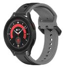For Samsung Galaxy Watch 5 Pro 45mm 20mm Convex Loop Two-Color Silicone Watch Band(Black+Grey) - 1