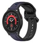 For Samsung Galaxy Watch 5 Pro 45mm 20mm Convex Loop Two-Color Silicone Watch Band(Midnight Blue + Black) - 1