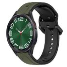 For Samsung Galaxy Watch 6 Classic 47mm 20mm Convex Loop Two-Color Silicone Watch Band(Dark Green+Black) - 1