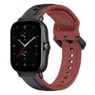 For Amazfit GTS 2E 20mm Convex Loop Two-Color Silicone Watch Band(Black+Red) - 1