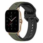 For Amazfit GTS 2 20mm Convex Loop Two-Color Silicone Watch Band(Dark Green+Black) - 1