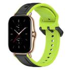 For Amazfit GTS 2 20mm Convex Loop Two-Color Silicone Watch Band(Black+Lime) - 1