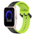 For Amazfit Pop Pro 20mm Convex Loop Two-Color Silicone Watch Band(Black+Lime) - 1