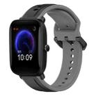 For Amazfit Pop 20mm Convex Loop Two-Color Silicone Watch Band(Black+Grey) - 1