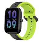 For Amazfit Bip 3 20mm Convex Loop Two-Color Silicone Watch Band(Black+Lime) - 1