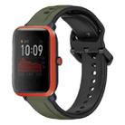 For Amazfit Bip 1S 20mm Convex Loop Two-Color Silicone Watch Band(Dark Green+Black) - 1