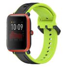 For Amazfit Bip 1S 20mm Convex Loop Two-Color Silicone Watch Band(Black+Lime) - 1