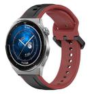 For Huawei Watch GT3 Pro 43mm 20mm Convex Loop Two-Color Silicone Watch Band(Black+Red) - 1