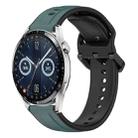 For Huawei Watch GT3 42mm 20mm Convex Loop Two-Color Silicone Watch Band(Olive Green + Black) - 1