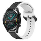 For Huawei Watch GT2 42mm 20mm Convex Loop Two-Color Silicone Watch Band(Black+White) - 1