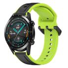 For Huawei Watch GT2 42mm 20mm Convex Loop Two-Color Silicone Watch Band(Black+Lime) - 1