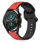 For Huawei Watch GT2 42mm 20mm Convex Loop Two-Color Silicone Watch Band(Red+Black) - 1