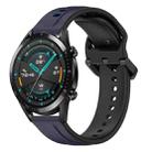 For Huawei Watch GT2 42mm 20mm Convex Loop Two-Color Silicone Watch Band(Midnight Blue+Black) - 1