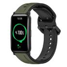 For Honor Watch ES 20mm Convex Loop Two-Color Silicone Watch Band(Dark Green+Black) - 1