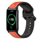 For Honor Watch ES 20mm Convex Loop Two-Color Silicone Watch Band(Orange+Black) - 1