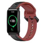 For Honor Watch ES 20mm Convex Loop Two-Color Silicone Watch Band(Black+Red) - 1