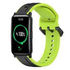 For Honor Watch ES 20mm Convex Loop Two-Color Silicone Watch Band(Black+Lime) - 1