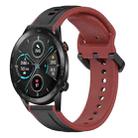 For Honor MagicWatch2 42mm 20mm Convex Loop Two-Color Silicone Watch Band(Black+Red) - 1