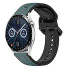 For Huawei Watch GT3 46mm 22mm Convex Loop Two-Color Silicone Watch Band(Olive Green + Black) - 1