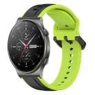 For Huawei GT2 Pro 22mm Convex Loop Two-Color Silicone Watch Band(Black+Lime) - 1