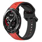 For Honor Watch GS Pro 22mm Convex Loop Two-Color Silicone Watch Band(Red+Black) - 1