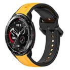 For Honor Watch GS Pro 22mm Convex Loop Two-Color Silicone Watch Band(Yellow+Black) - 1