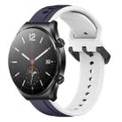 For Xiaomi MI Watch S1 22mm Convex Loop Two-Color Silicone Watch Band(Midnight Blue+White) - 1