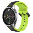 For Xiaomi MI Watch Color 22mm Convex Loop Two-Color Silicone Watch Band(Black+Lime) - 1