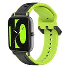 For  Xiaomi Haylou RS4 LS12 22mm Convex Loop Two-Color Silicone Watch Band(Black+Lime) - 1