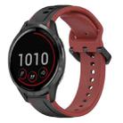 For Garmin Vivoactive4 22mm Convex Loop Two-Color Silicone Watch Band(Black+Red) - 1