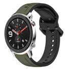 For Amazfit GTR 4 22mm Convex Loop Two-Color Silicone Watch Band(Dark Green+Black) - 1