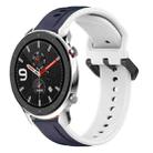 For Amazfit GTR 4 Pro 22mm Convex Loop Two-Color Silicone Watch Band(Midnight Blue + White) - 1