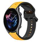 For Amazfit GTR 3 22mm Convex Loop Two-Color Silicone Watch Band(Yellow+Black) - 1