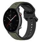 For Amazfit GTR 2e 22mm Convex Loop Two-Color Silicone Watch Band(Dark Green+Black) - 1