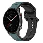 For Amazfit GTR 2e 22mm Convex Loop Two-Color Silicone Watch Band(Olive Green + Black) - 1