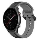 For Amazfit GTR 2e 22mm Convex Loop Two-Color Silicone Watch Band(Black+Grey) - 1