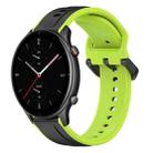 For Amazfit GTR 2e 22mm Convex Loop Two-Color Silicone Watch Band(Black+Lime) - 1