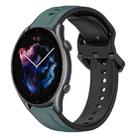 For Amazfit 3 22mm Convex Loop Two-Color Silicone Watch Band(Olive Green + Black) - 1
