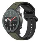 For Amazfit GTR 47mm 22mm Convex Loop Two-Color Silicone Watch Band(Dark Green+Black) - 1