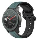 For Amazfit GTR 47mm 22mm Convex Loop Two-Color Silicone Watch Band(Olive Green + Black) - 1